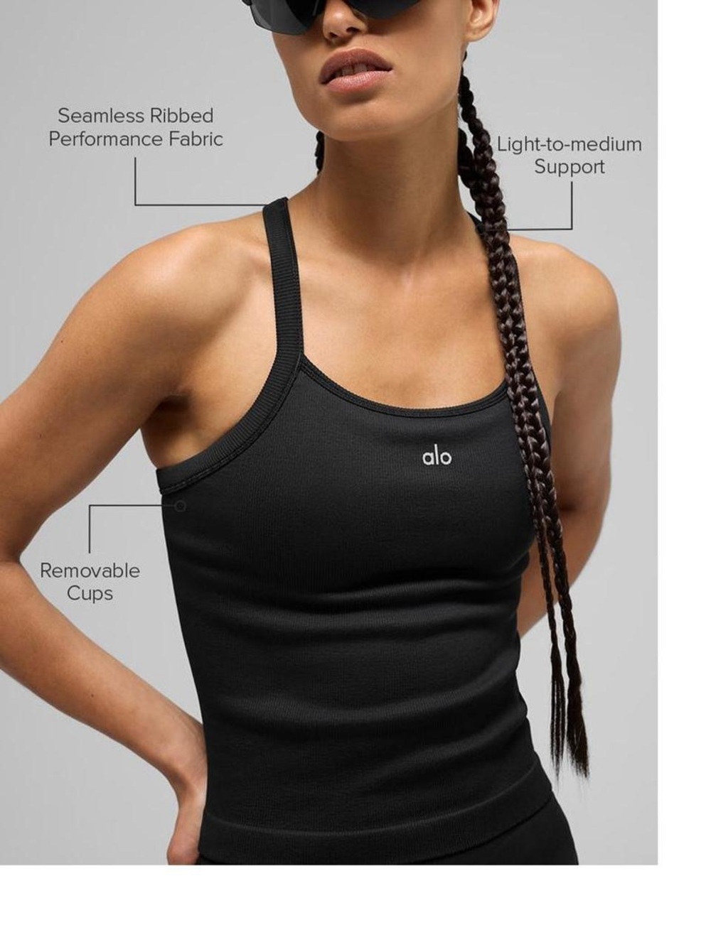 ALO Yoga Black Seamless Ribbed Favorite Full Length Bra Tank. *NWT*